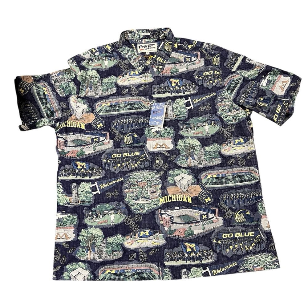 Michigan Wolverine Reyn Spooner Campus Hawaii Button-Up Shirt Sz 3XL NWT